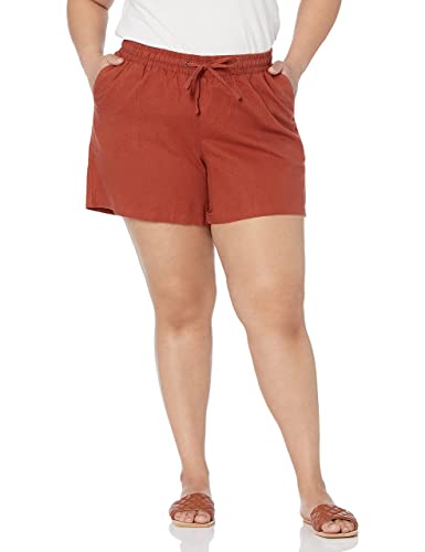 Amazon Essentials Women's 5" Inseam Drawstring Elastic Waist Linen Blend Summer Shorts