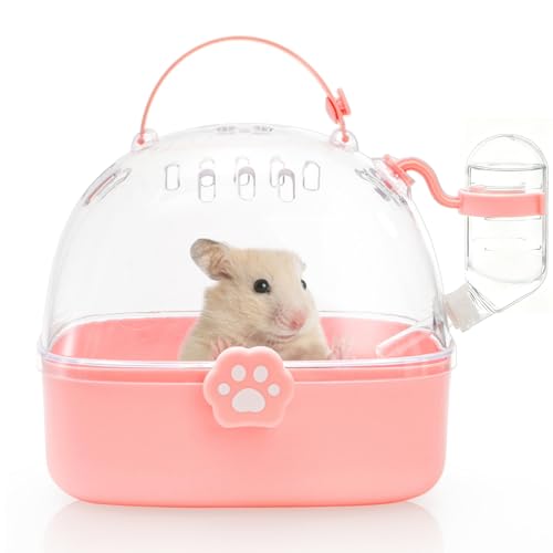 Acshio Hamster Carrier Cage, Portable Small Animal Carrier Cage with Water Bottle, Guinea Pig Outgoing Cage Hamster Travel...