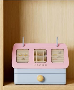 Reflygen Lovely Jewellery Storage Box,Multi-Compartment Clear Window For Earrings,Rings,Necklaces,Portable Desktop Storage...