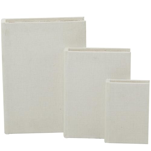 Deco 79 Linen Fabric Decorative Box Faux Storage Book Book Shaped Boxes, Set of 3 Decorative Keepsake Boxes 12", 9", 6"H, ...