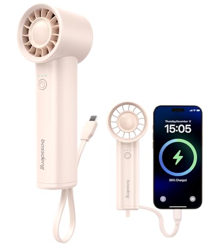 bossdeng Portable Handheld Fan with Power Bank(High-Speed),3 IN 1 USB Rechargeable Mini Personal Fan with Flashlight,Small...