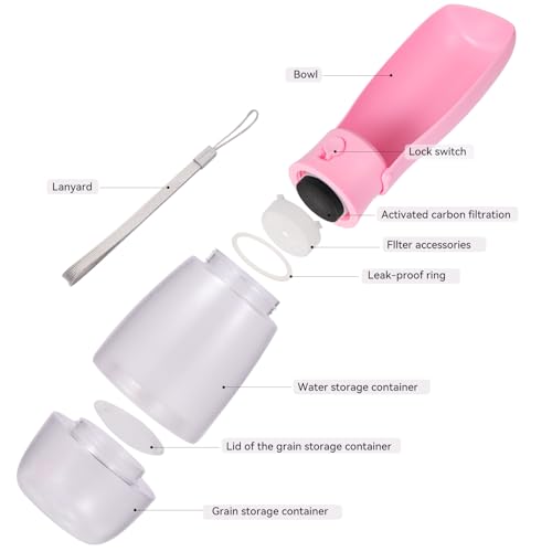 Fortuniphant 2-in-1 Foldable Pet Travel Water Bottle, Feeding Vessels for Pets, 11.8oz Water & 7oz Food Container for Dogs...