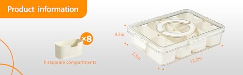 Kinnsto Snackle Box Container Meal Prep Divided Portion Serving Platters and Trays with Lid Handle Reusable Vacation Campi...