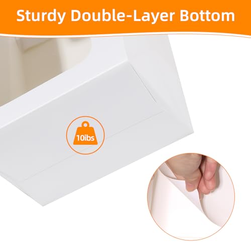 MOXARYSU 6 Pcs White Gift Bags with Clear Window: 9.8x5.1x7.1 Inch Small Medium Kraft Paper Bags with Handle For Party Bus...