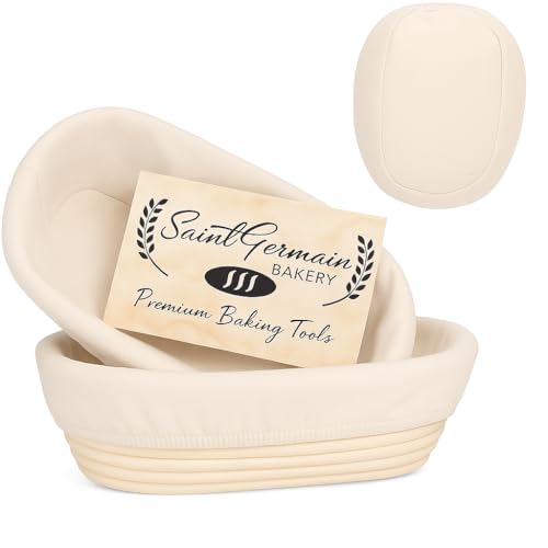 "Saint Germain Bakery Premium Round Bread Banneton Basket with Liner - Perfect Brotform Proofing Basket for Making Beautif...