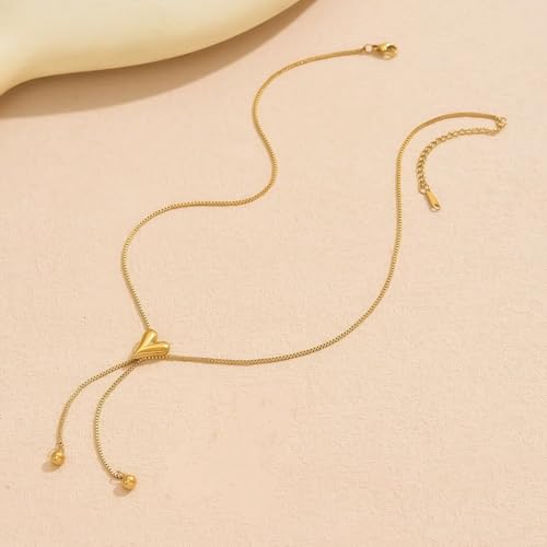 VceTd Vintage Y-Shape Necklace with Double Heart/Flower Earrings Set, 18K Gold Plated Stainless Steel Romantic Jewelry Gif...