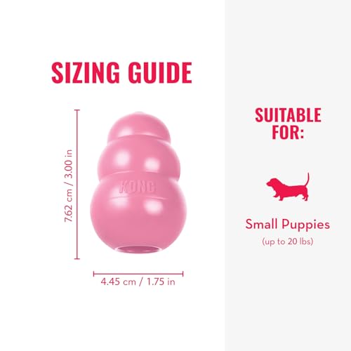 KONG - Puppy Toy Natural Teething Rubber - Fun to Chew, Chase and Fetch - for Small Puppies - Pink