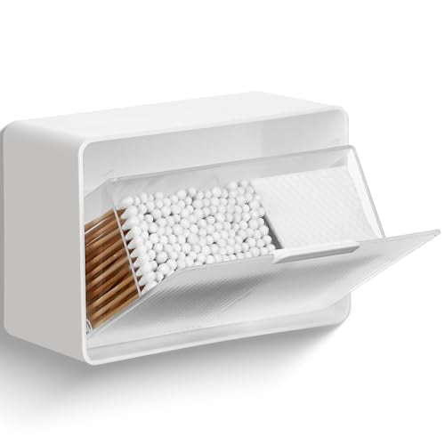 KIMERSE Qtip Holder, Wall Mount Qtip Holder Organizer for Bathroom Cotton Swabs, Balls, Cosmetic Cotton Pads, Dental Floss...