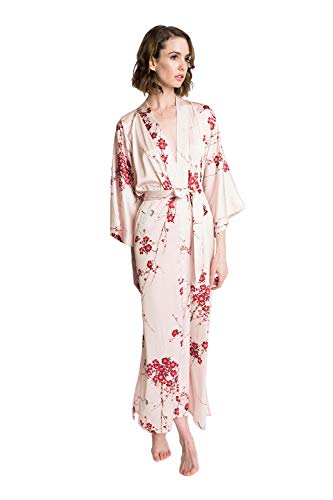 OLDSHANGHAI Luxury Kimono Robe for Women | Long Floral Robe | Original Design | Removable Waist Tie Closure