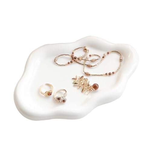 Gifts For Women White Ceramic Jewelry Dish Tray, Vanity Ring Dish Ceramic Jewlery Trays Trinket Ring Holder, Room Decor Ae...