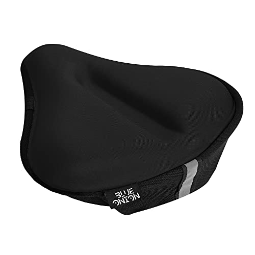Blue Onion Gel Bike Seat Covers with Safety Reflector - The Most Comfortable Exercise Bike Seat Cushion Cover with Thicker...