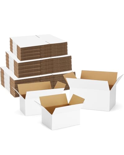 Poever Assorted-Sizes-Shipping-Boxes-45-Pack: 8x6x4 & 9x6x4 & 10x7x5 Small-Shipping-Boxes-Mailers, White Corrugated-Cardbo...