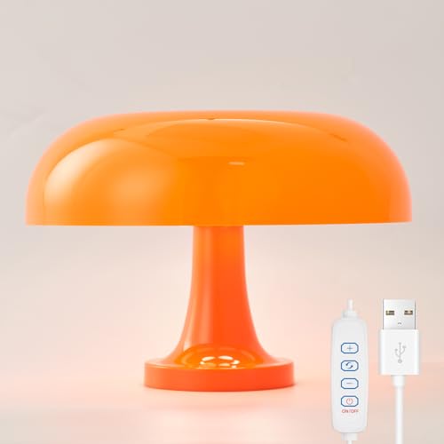 Modern Decorative Table Lamp, Mushroom Cap Design, USB Powered, 3 Lighting Modes, Dimmable, for Bedroom, Living Room Deco...