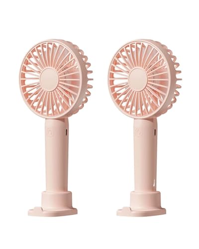 Linlinwill Portable Handheld Fan 2 Pack, USB Rechargeable Mini Fan, Ultra Quiet, 3 Speeds with Phone Holder Base, All Day ...