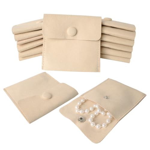Heliltd 12pcs Microfiber Jewelry Pouch 8x8cm Microfiber Jewelry Packaging Bag Luxury Small Jewelry Gift Bag Small Jewelry ...