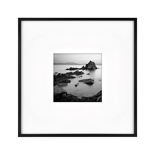 MCS Master & Co. Foundry Metal 18x18 Matted Picture Frame with 8x8 Photo Display, Black Vertical & Horizontal Wall Hanging...
