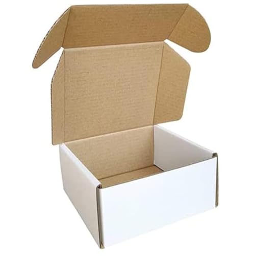 CH-BOX 50 Pack 4x4x2'' Small Shipping Boxes, Corrugated Cardboard Mailers for Business, White (CM442)