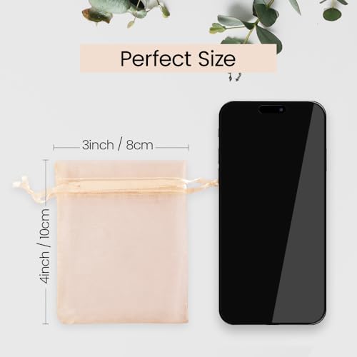 Meowoo 100PCS Organza Bags, 3x4in Small Mesh Bags Drawstring for Jewelry, Candy, Christmas, Sachets, Festivals, Bathroom S...