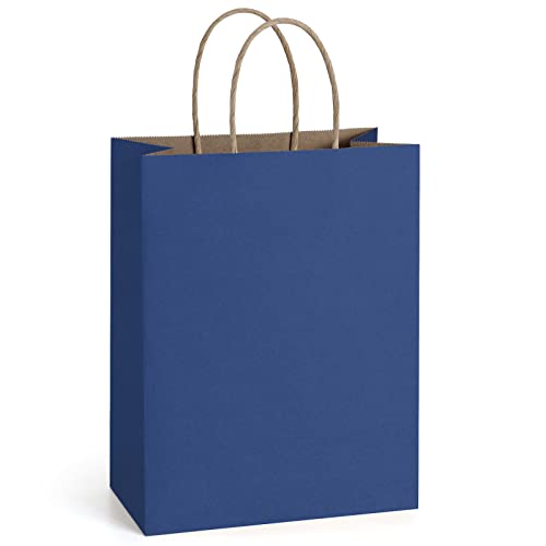 BagDream 25Pcs Navy Blue Gift Bags 8x4.25x10.5 Kraft Paper for Gifts, Shopping Retail Merchandise Grocery Sacks, Navy Blue...