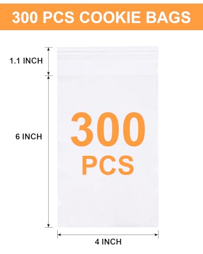 300 Pcs Self Adhesive Cookie Bags, 4x6 Inches Self Sealing Cellophane Bags, Clear Resealable Cellophane Bag for Packaging,...