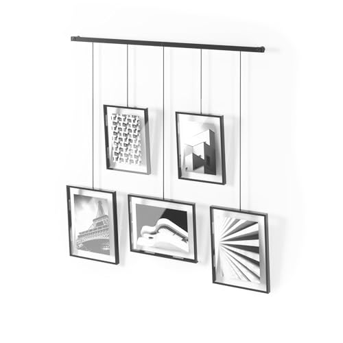 Umbra Exhibit Picture Frame Gallery Set, Adjustable Wall Collage Displays Five Photos (Two 4x6" and Three 5x7"), Set of 5,...