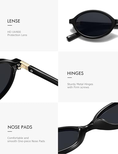 Colrea Sunglasses Womens, 2 Pack Retro Oval Sun Glasses Small Frame Vintage 90s Y2K Trendy, UV400 Protection CL1628
