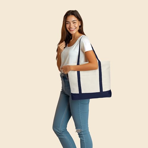 22" Heavy Duty Cotton Canvas Tote Bag (Zippered)