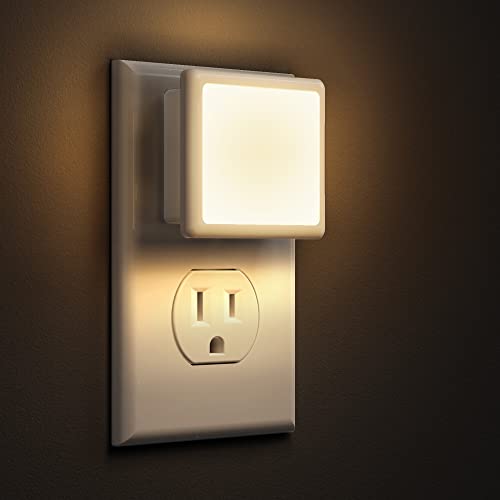 L LOHAS LED Night Lights Plug into Wall 2-Pack, 0.3W Plug in Night Light, Dusk to Dawn, 3000K Soft White, Bright Nightligh...