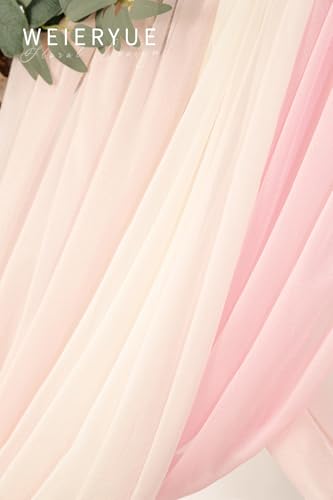 WEIERYUE Deluxe Pink Artificial Wedding Arch Flowers with Drapes Kit-Pack of 5, 2pcs Flower Arrangements 3pcs Hanging Shee...