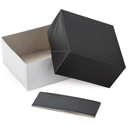 Hallmark 8" Medium Black Gift Boxes with Wrap Bands (3 Boxes, 3 Wrap Bands) for Weddings, Bridal Parties, Groomsmen Gifts,...