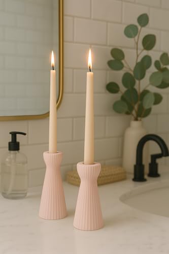 SCBLOOM Taper Candle Holders for Candlesticks Ceramic Candle Stick Candle Holder- Set of 2 Decorative Candle Stand for Wed...