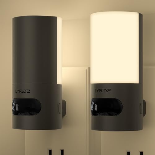 Lyridz Plug-in LED Rotatable Night Light with Motion Sensor, Dimmable Backlit Nightlight with 1-150lm Adjustable Brightnes...