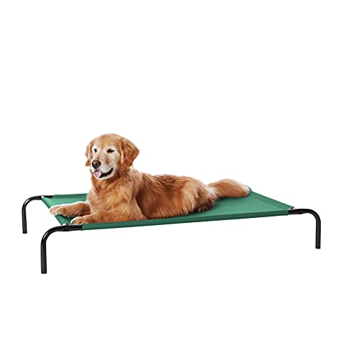 Amazon Basics Cooling Breathable Elevated Dog Bed with Metal Frame for Large Dogs, 51" x 31" x 8", Green, Easy to Assemble