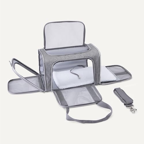 Amazon Basics Soft Cat & Dog Carrier with Adjustable Shoulder Strap, Airline-Approved, Foldable and Portable Design, Mesh ...