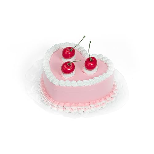 Stylor Coquette Room Decor Aesthetic, Heart Shaped Jewelry Box for Girls, Fake Cherry Pink Cake, Cute Kawaii Decorative St...
