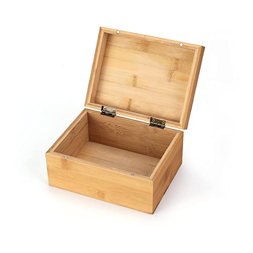 Woiworco Bamboo Box with Hinged Lid, 6.7 x 5.1 x 3.1 inch Natural Box for Crafts, Art & DIY Hobbies, Decorative & Home Sto...