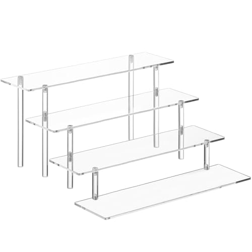 HENABLE 4 Tier Acrylic Perfume Organizer Stand, Clear Display Risers for Perfume, Cologne, Cosmetic, Skincare, Funko POP, ...