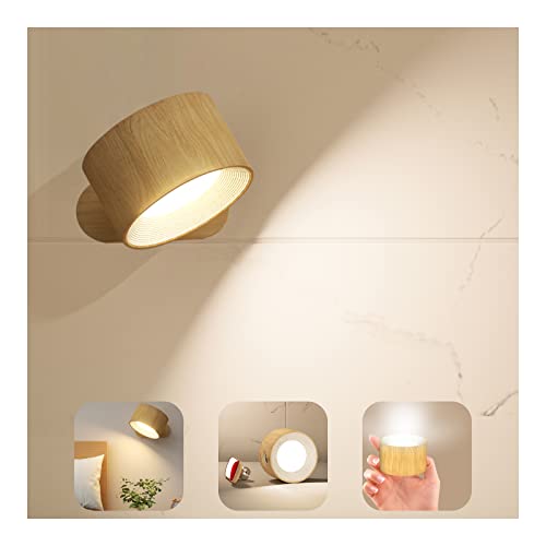 Koopala LED Sconces, Wall Mounted Lamps with Rechargeable Battery Operated USB Port 3 Color Temperatures & 3 Brightness Le...