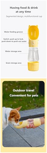 Dog Travel Water Bottle with Food Container – 2-in-1 Portable Pet Water Dispenser, Leak-Proof Dog Water Bottle with Bowl &...
