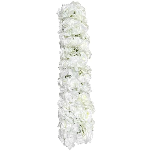 DIITGGE Artificial Silk Flowers Row, 3.28FT White Rose Panel Backdrop - Fake Flower Vine Garland for Wedding Arch, Door Ar...