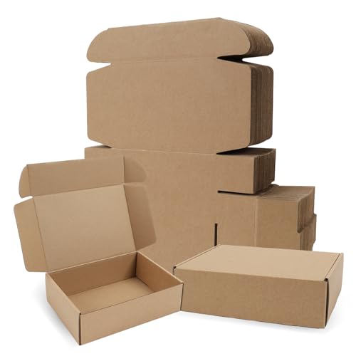 BIOBROWN 7x5x2" Small Shipping Boxes 50 Pack, Corrugated Cardboard Mailer Boxes Bulk for Packaging Small Business Mailing ...