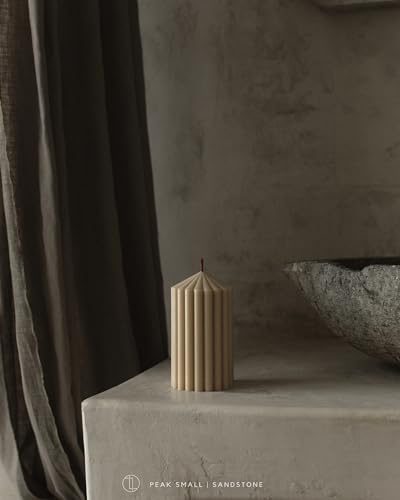 LAWA Ribbed Peak Pillar Candle - Large Beautiful Handmade Pillar Scented Soy Wax Candle Elegant Bubble Aesthetic Candle Ho...