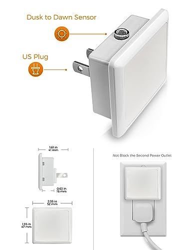 L LOHAS LED Night Lights Plug into Wall 2-Pack, 0.3W Plug in Night Light, Dusk to Dawn, 2000K Amber Light, Sleep Aid Night...