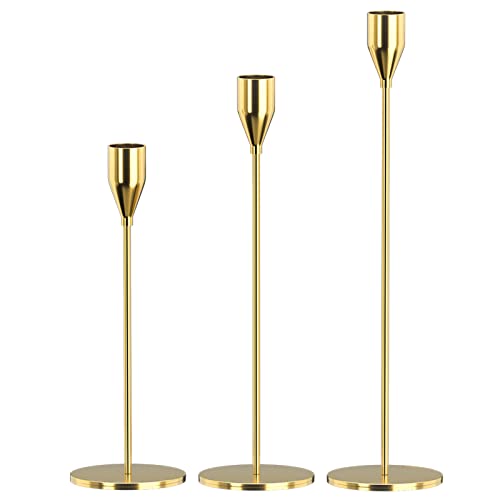 SUJUN Candle Holders Set of 3 for Taper Candles, Decorative Candlestick Holder for Wedding, Dinning, Party, Fits 3/4 inch ...