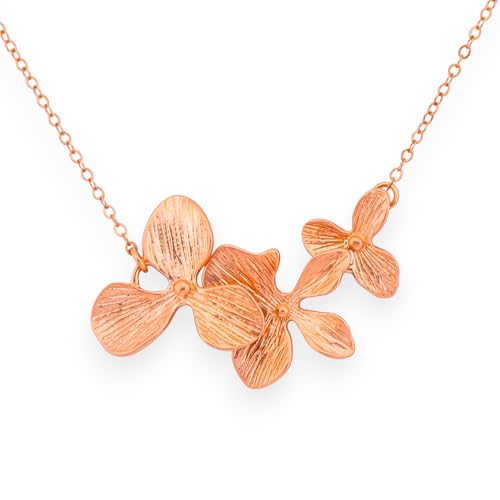HotMixCold Elegant Dainty Trio Orchid Flower Necklace Available in Silver, Gold or Rose Gold