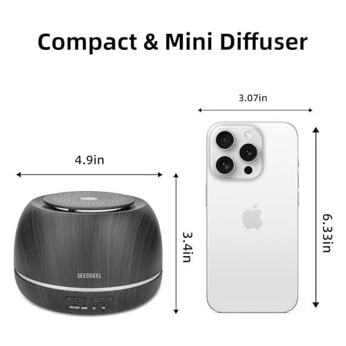 SEEDSEEL 300ML Essential Oil Diffuser,Ultrasonic Aromatherapy Diffuser, 7-Color Gradient Lights, Remote Control, 8 Hours R...