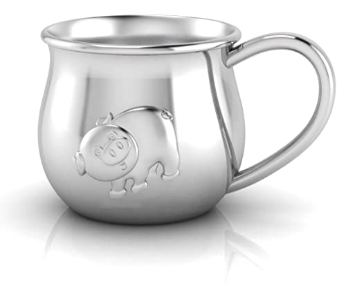 Krysaliis Silver Plated Bulge Piggy Cup for Baby - Elegant Engravable Personalized Cup Keepsake Gift - Crafted with Silver...
