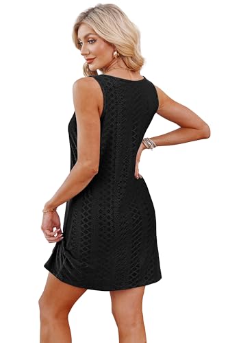 BKRIVE Swimsuit Coverup Summer Dresses for Women Vacation Essentials Eyelet Crew Neck Loose Sleeveless Twisted Dresses