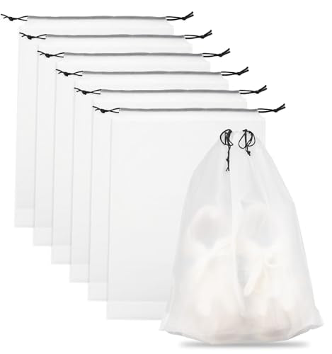 Teskyer 6 Pack Shoe Bags for Travel – Transparent, Waterproof, Portable Shoe Storage for Packing (15.7" x 11.8") – Travel ...