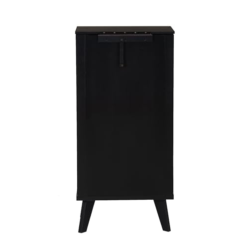 Powell Helene Black Wooden Jewelry Armoire with Cane Drawer Fronts